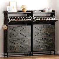 Stylish Grey Shoe Cabinet For Entryway And Balcony Storage, Large Capacity Shoe Rack For Organized Footwear