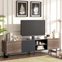 Modern Entertainment Center with 3 Cabinets and Open Shelves for TVs Up to 80 Inches Versatile Media Console with Drop Down Door