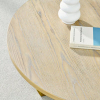 36 Inch Round Wooden Coffee Table For Living Room And Bedroom In Oak Finish