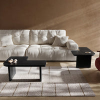 Modern Minimalist 54 Inch Thick MDF Coffee Table For Living Room Office Den Dark Oak Finish