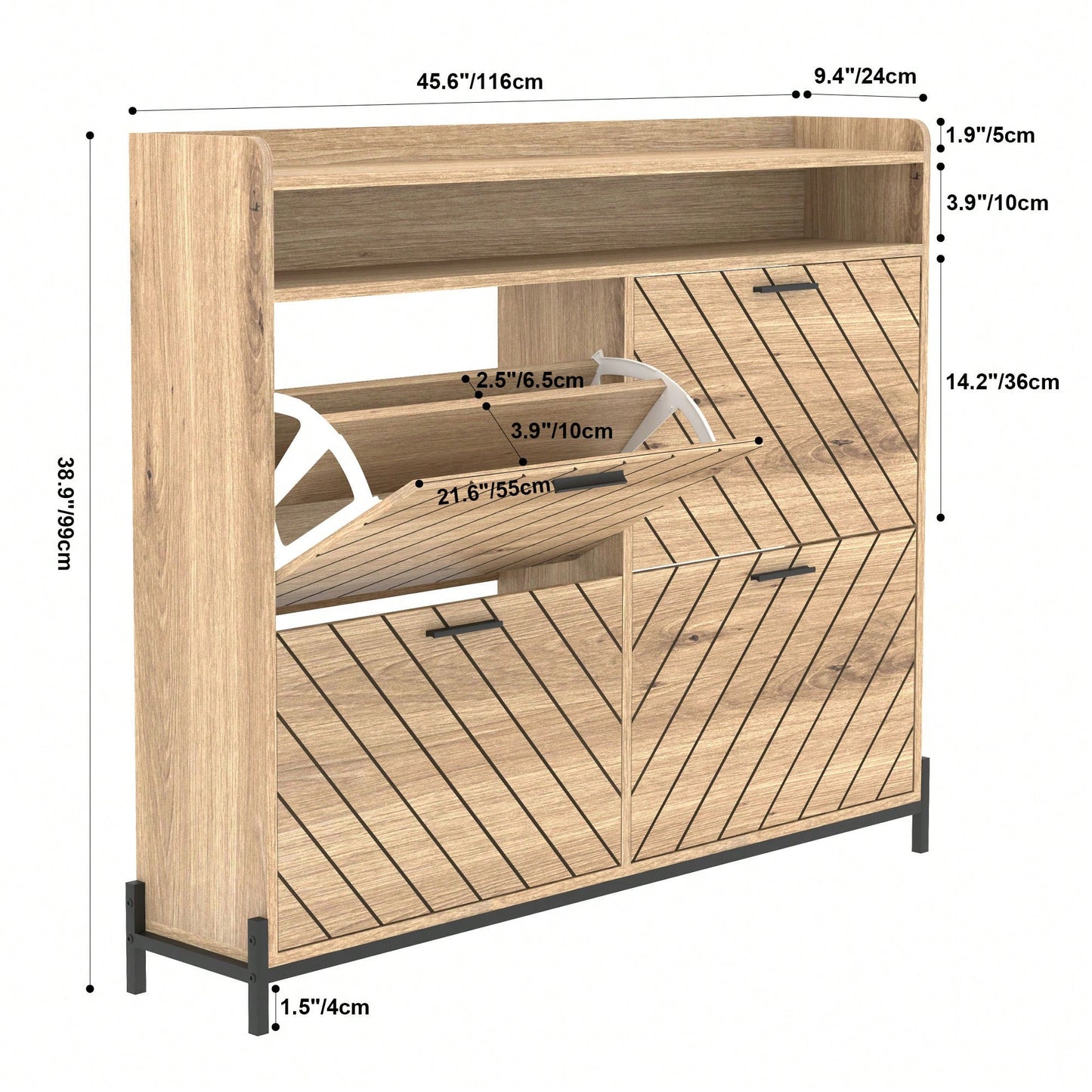 Stylish Shoe Storage Cabinet With Adjustable Shelves And Doors For Organized Entryway