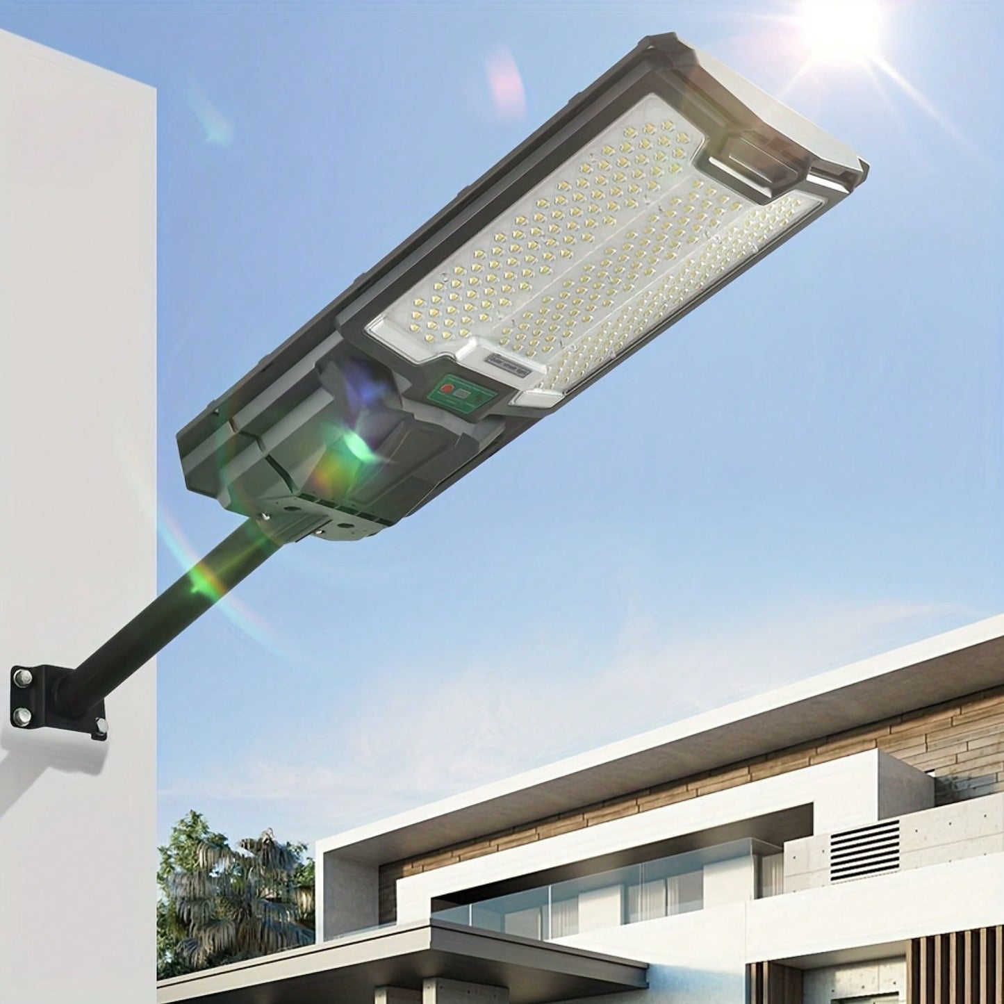 Solar Powered LED Street Lights 109 Bright Beads IP65 Waterproof Dusk to Dawn Flood Lights for Outdoor Gardens Parking Lots Courtyards