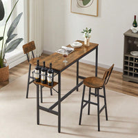 Rustic Brown Bar Table Set With Wine Bottle Storage Rack 47.24 L X 15.75 W X 35.43 H Ideal For Home Or Kitchen