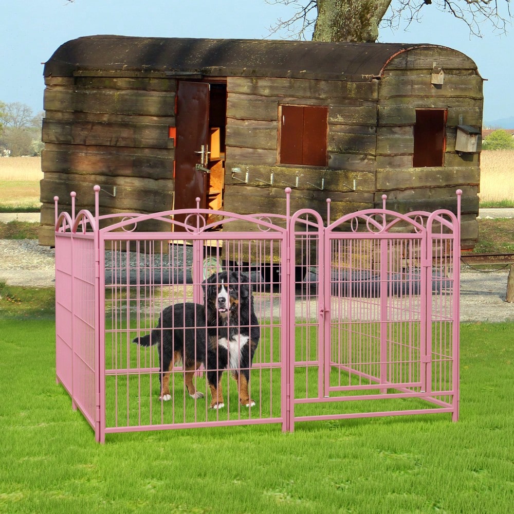 8 Panel 32 Inch Heavy Duty Metal Dog Playpen Indoor Outdoor Exercise Fence With Doors For Large Medium Small Dogs