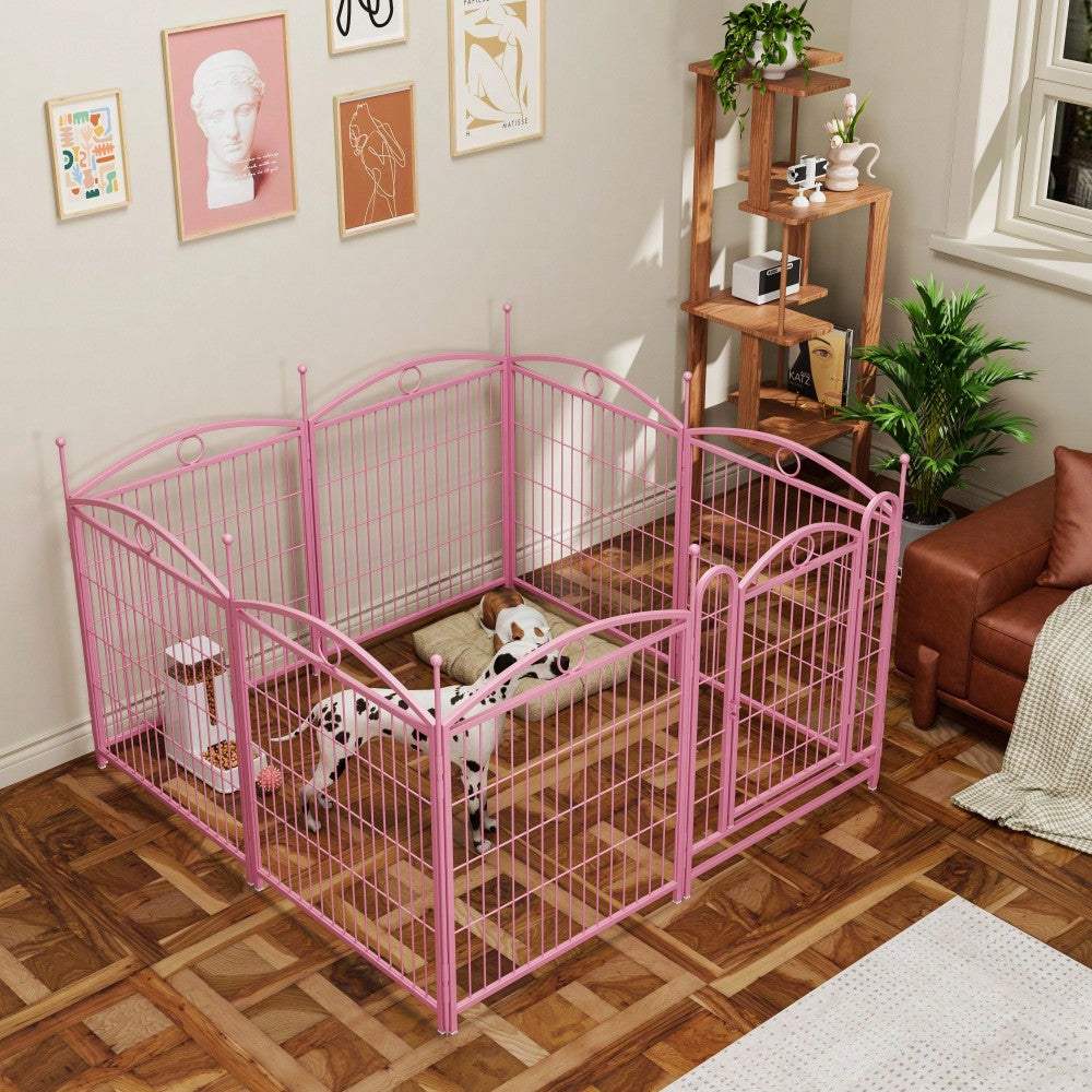 8 Panel 32 Inch Heavy Duty Metal Dog Playpen Indoor Outdoor Exercise Fence With Doors For Large Medium Small Dogs