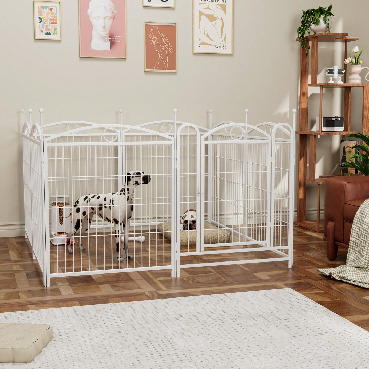 8 Panel 32 Inch Heavy Duty Metal Dog Playpen Indoor Outdoor Exercise Fence With Doors For Large Medium Small Dogs