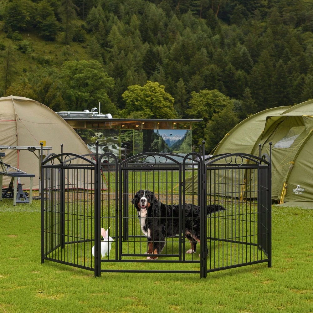 8 Panel 32 Inch Heavy Duty Metal Dog Playpen Indoor Outdoor Exercise Fence With Doors For Large Medium Small Dogs