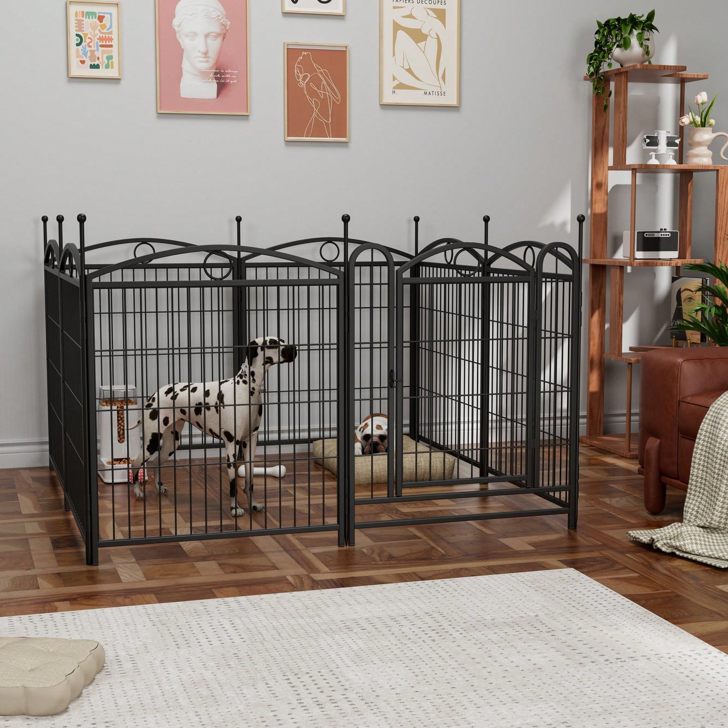 8 Panel 32 Inch Heavy Duty Metal Dog Playpen Indoor Outdoor Exercise Fence With Doors For Large Medium Small Dogs