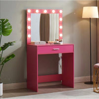 Elegant Vanity Desk With Adjustable Brightness Mirror And Lights, Spacious Dressing Table With Large Drawer And Multi-Level Storage