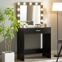 Elegant Vanity Desk With Adjustable Brightness Mirror And Lights, Spacious Dressing Table With Large Drawer And Multi-Level Storage