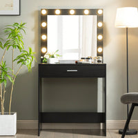 Elegant Vanity Desk With Adjustable Brightness Mirror And Lights, Spacious Dressing Table With Large Drawer And Multi-Level Storage