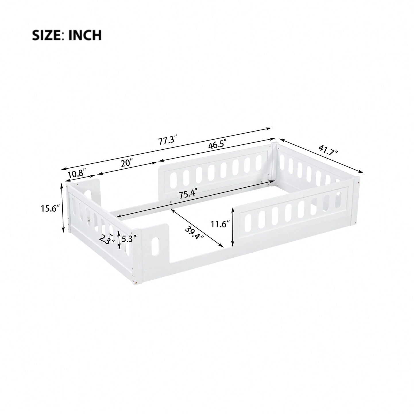 White Twin Size Platform Bed With Guardrail For Safety And Style