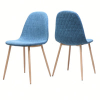 Fabric Upholstered Mid-Century Dining Chairs With Dark Walnut Finished Metal Legs - Set Of 2