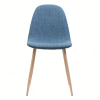 Fabric Upholstered Mid-Century Dining Chairs With Dark Walnut Finished Metal Legs - Set Of 2