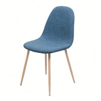 Fabric Upholstered Mid-Century Dining Chairs With Dark Walnut Finished Metal Legs - Set Of 2