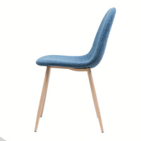 Fabric Upholstered Mid-Century Dining Chairs With Dark Walnut Finished Metal Legs - Set Of 2