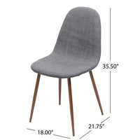 Fabric Upholstered Mid-Century Dining Chairs With Dark Walnut Finished Metal Legs - Set Of 2