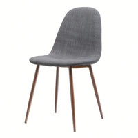 Fabric Upholstered Mid-Century Dining Chairs With Dark Walnut Finished Metal Legs - Set Of 2