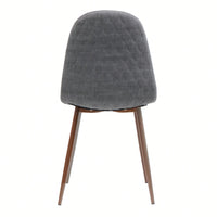 Fabric Upholstered Mid-Century Dining Chairs With Dark Walnut Finished Metal Legs - Set Of 2