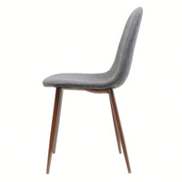 Fabric Upholstered Mid-Century Dining Chairs With Dark Walnut Finished Metal Legs - Set Of 2