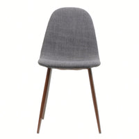Fabric Upholstered Mid-Century Dining Chairs With Dark Walnut Finished Metal Legs - Set Of 2