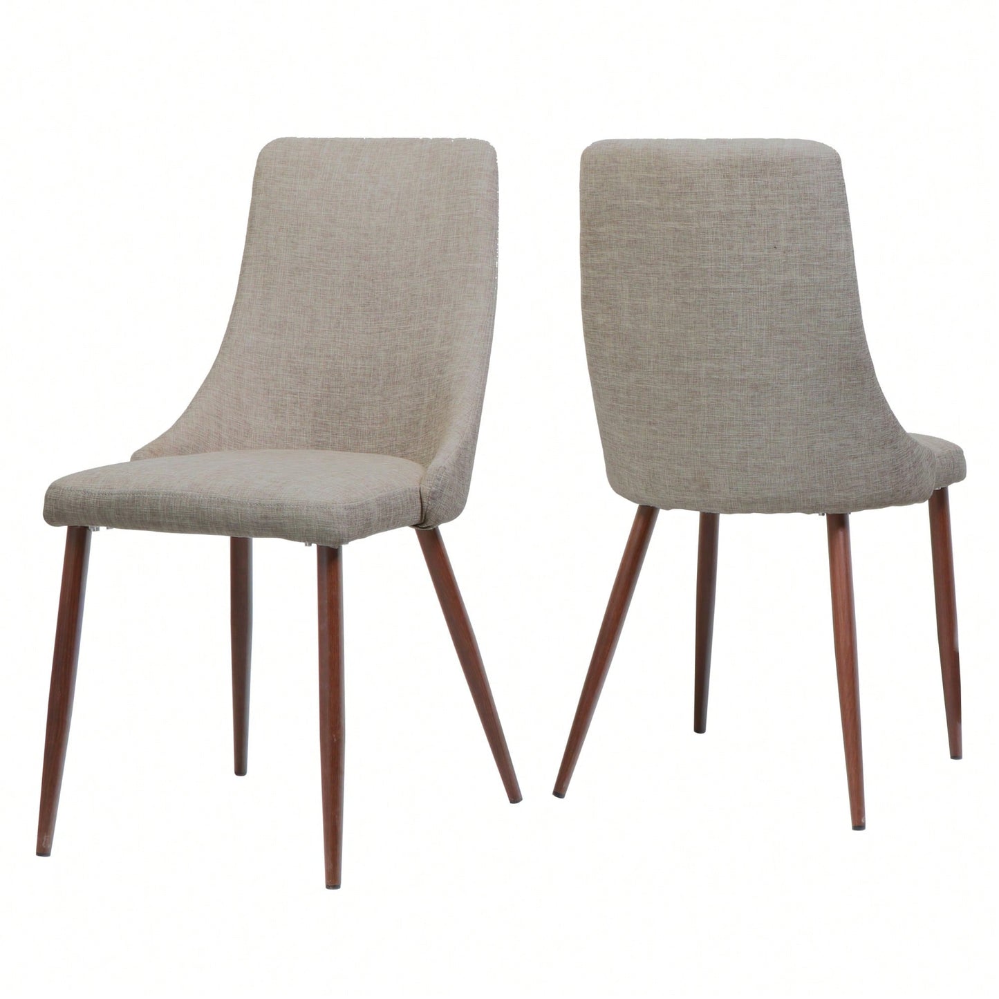 Wheat And Dark Walnut Mid Century Modern Armless Dining Chairs Set Of 2