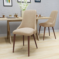 Wheat And Dark Walnut Mid Century Modern Armless Dining Chairs Set Of 2