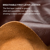 29.5 Inch Cowhide Leather Swivel Bar Stool With Back For Kitchen Counter - Brown 1pc