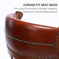 29.5 Inch Cowhide Leather Swivel Bar Stool With Back For Kitchen Counter - Brown 1pc