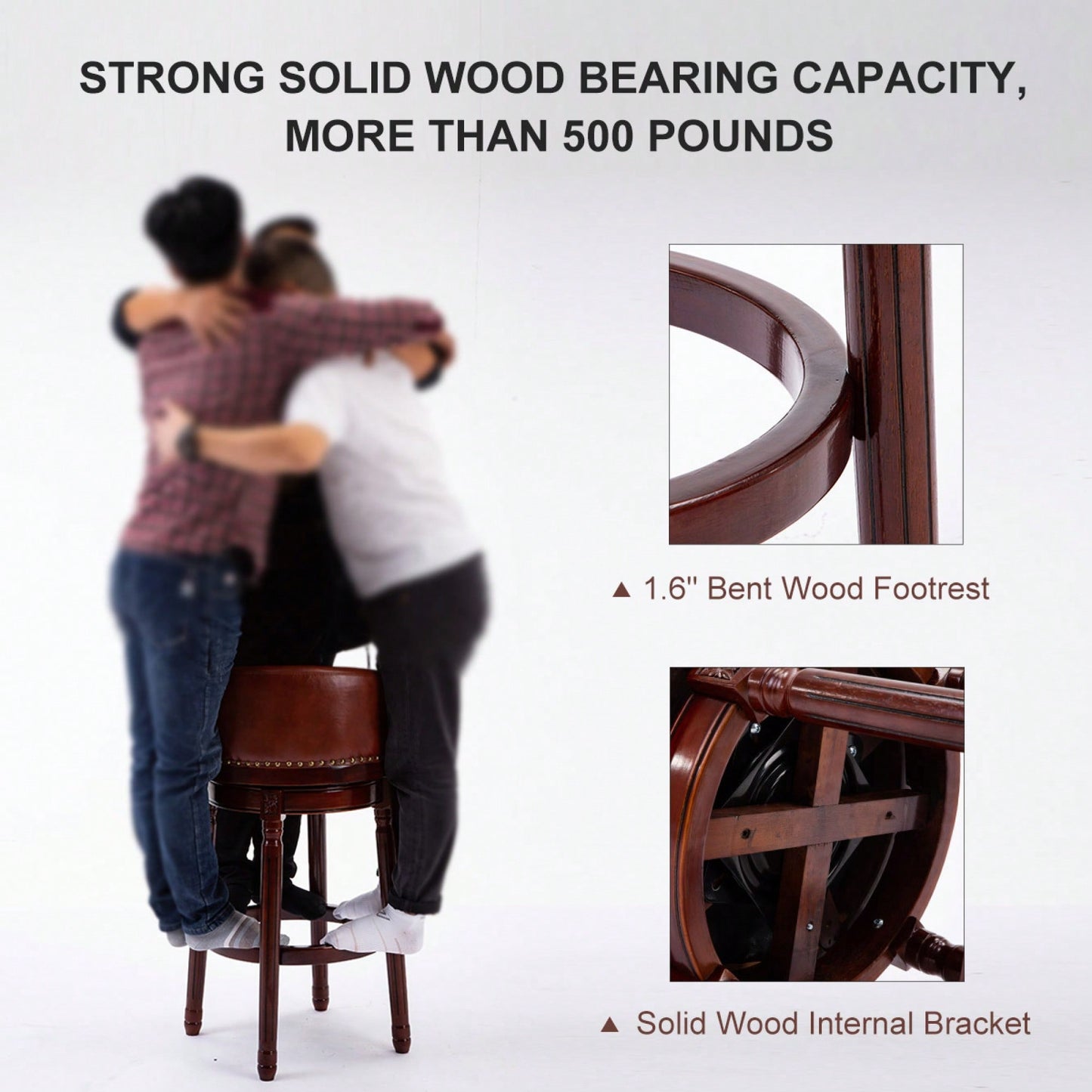 29.5 Inch Cowhide Leather Swivel Bar Stool With Back For Kitchen Counter - Brown 1pc