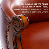 29.5 Inch Cowhide Leather Swivel Bar Stool With Back For Kitchen Counter - Brown 1pc