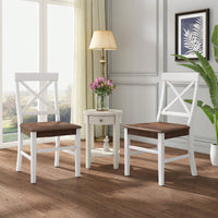 Set Of 2 White Acacia Wood Dining Chairs For Elegant Home Decor