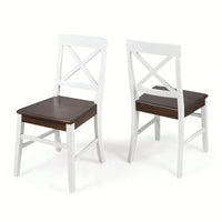 Set Of 2 White Acacia Wood Dining Chairs For Elegant Home Decor