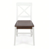 Set Of 2 White Acacia Wood Dining Chairs For Elegant Home Decor