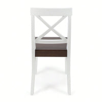 Set Of 2 White Acacia Wood Dining Chairs For Elegant Home Decor