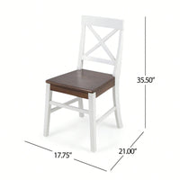 Set Of 2 White Acacia Wood Dining Chairs For Elegant Home Decor