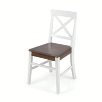 Set Of 2 White Acacia Wood Dining Chairs For Elegant Home Decor