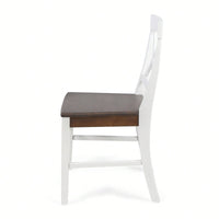 Set Of 2 White Acacia Wood Dining Chairs For Elegant Home Decor