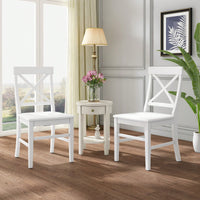Set Of 2 White Acacia Wood Dining Chairs For Elegant Home Decor