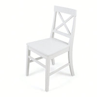 Set Of 2 White Acacia Wood Dining Chairs For Elegant Home Decor