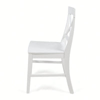 Set Of 2 White Acacia Wood Dining Chairs For Elegant Home Decor