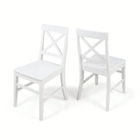 Set Of 2 White Acacia Wood Dining Chairs For Elegant Home Decor