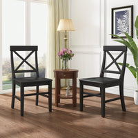 Set Of 2 White Acacia Wood Dining Chairs For Elegant Home Decor