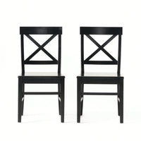 Set Of 2 White Acacia Wood Dining Chairs For Elegant Home Decor