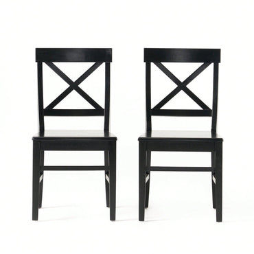 Set Of 2 White Acacia Wood Dining Chairs For Elegant Home Decor