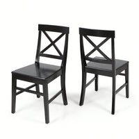 Set Of 2 White Acacia Wood Dining Chairs For Elegant Home Decor