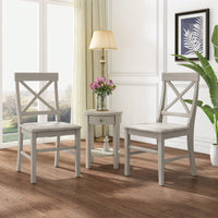 Set Of 2 White Acacia Wood Dining Chairs For Elegant Home Decor