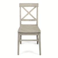 Set Of 2 White Acacia Wood Dining Chairs For Elegant Home Decor