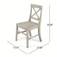 Set Of 2 White Acacia Wood Dining Chairs For Elegant Home Decor