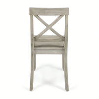 Set Of 2 White Acacia Wood Dining Chairs For Elegant Home Decor